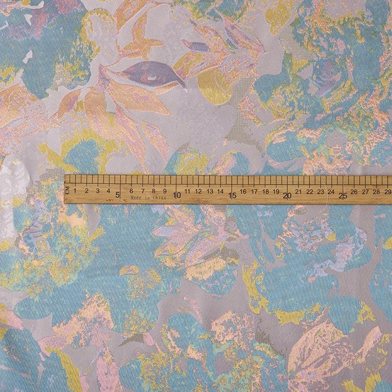 Dreamy Floral Dress Fabric, Pastel Blue Pink Gold Botanical Fabric for Evening Gown, Skirt, Costume, Fashion and Home Decor, 66"Wide