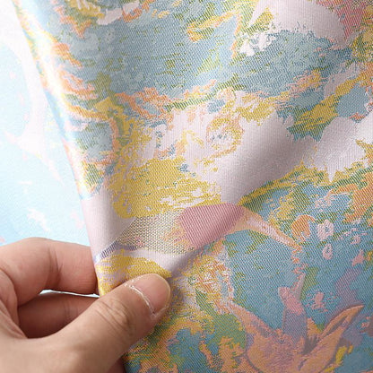 Dreamy Floral Dress Fabric, Pastel Blue Pink Gold Botanical Fabric for Evening Gown, Skirt, Costume, Fashion and Home Decor, 66"Wide