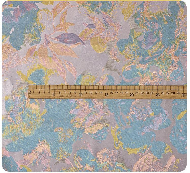 Dreamy Floral Dress Fabric, Pastel Blue Pink Gold Botanical Fabric for Evening Gown, Skirt, Costume, Fashion and Home Decor, 66"Wide