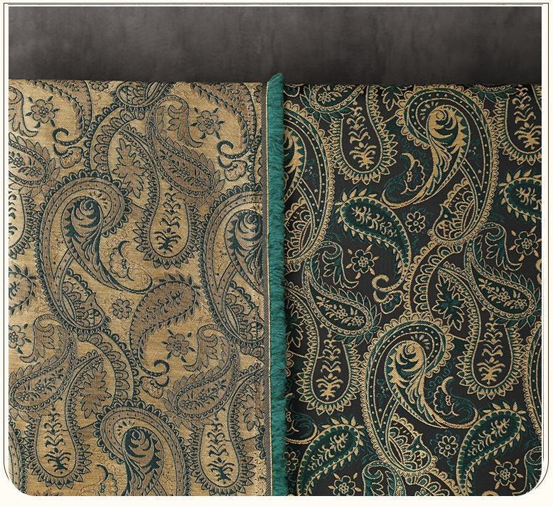 Two-Tone Paisley Jacquard Fabric, Dark Green Gold Yarn-Dyed Woven Fabric for Jacket, Vest, Dress, Costume and Decor, 59"Wide