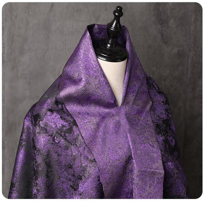 Purple Iridescent Jacquard Fabric, Abstract Ink Wash Marbled Texture, Pearlescent Woven Fabric for Dress, Jacket, Costume & Decor, 63"Wide