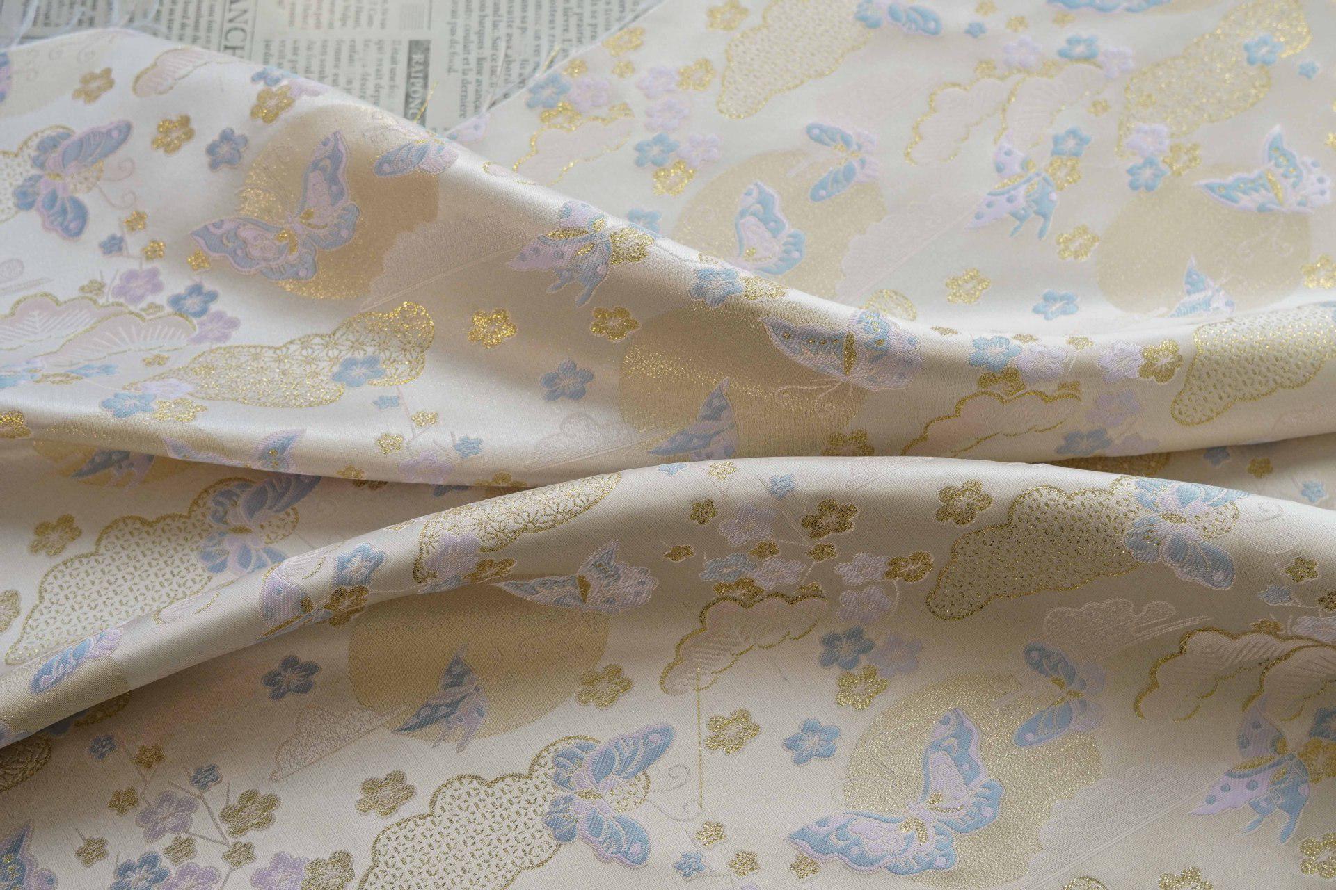 Chinese Song Brocade Fabric, Butterfly Gold Thread Jacquard Textile, Traditional Asian Fabric for Decor, Jewelry Box and Crafts