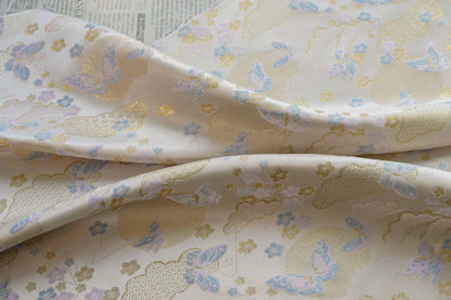 Chinese Song Brocade Fabric, Butterfly Gold Thread Jacquard Textile, Traditional Asian Fabric for Decor, Jewelry Box and Crafts