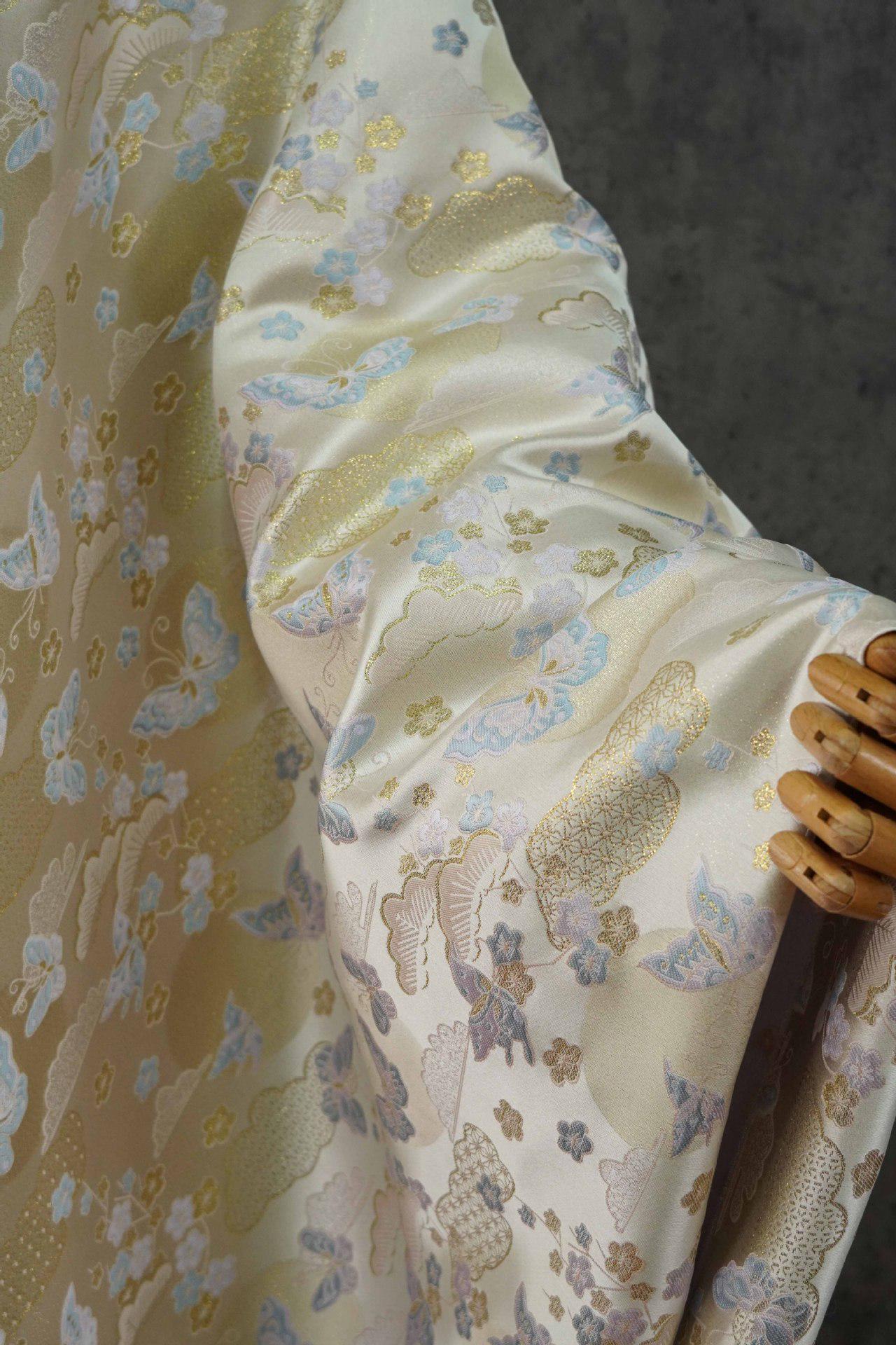 Chinese Song Brocade Fabric, Butterfly Gold Thread Jacquard Textile, Traditional Asian Fabric for Decor, Jewelry Box and Crafts
