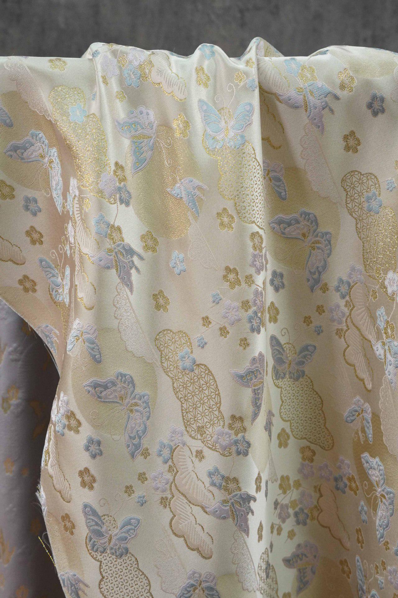 Chinese Song Brocade Fabric, Butterfly Gold Thread Jacquard Textile, Traditional Asian Fabric for Decor, Jewelry Box and Crafts