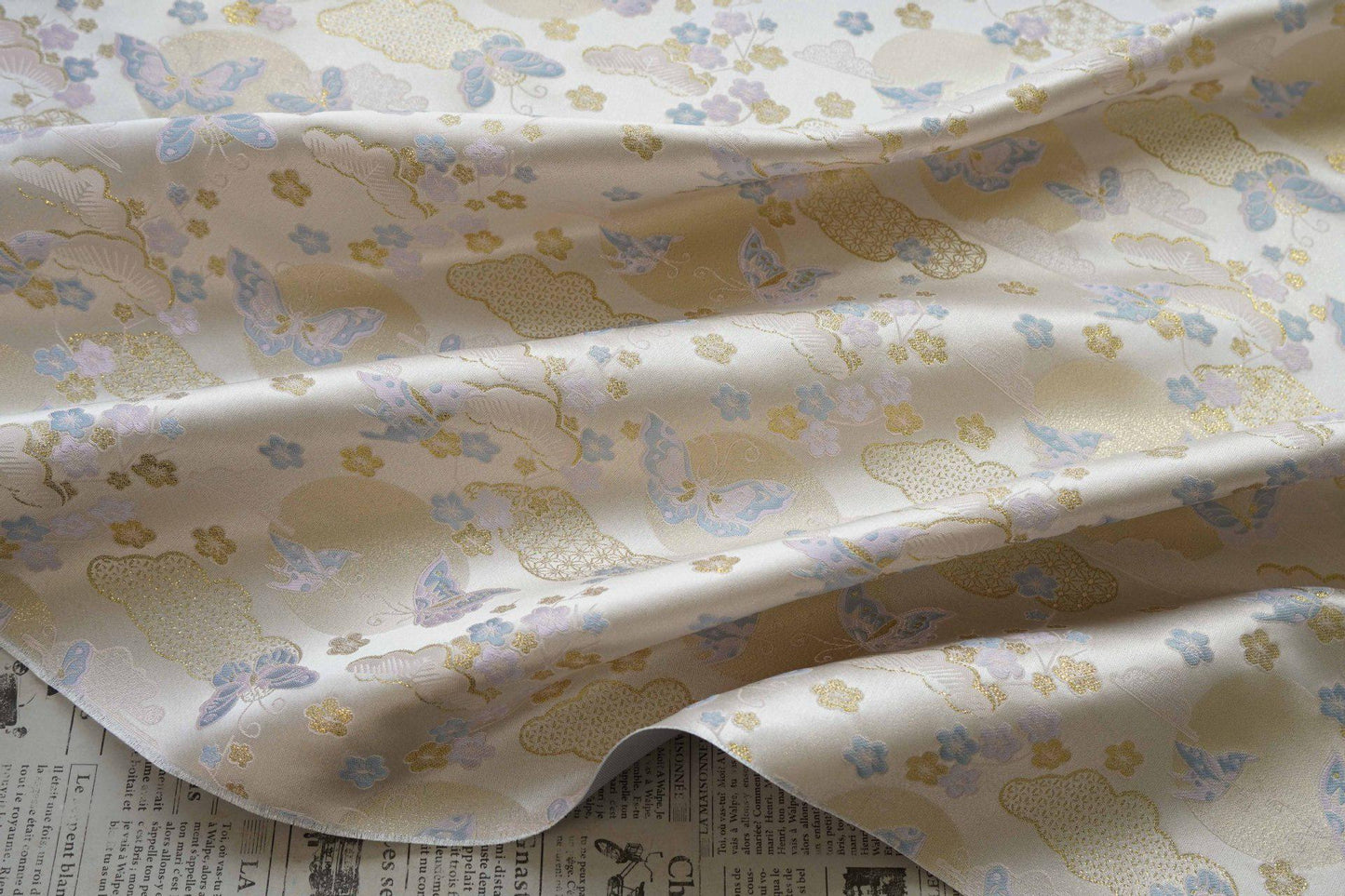 Chinese Song Brocade Fabric, Butterfly Gold Thread Jacquard Textile, Traditional Asian Fabric for Decor, Jewelry Box and Crafts