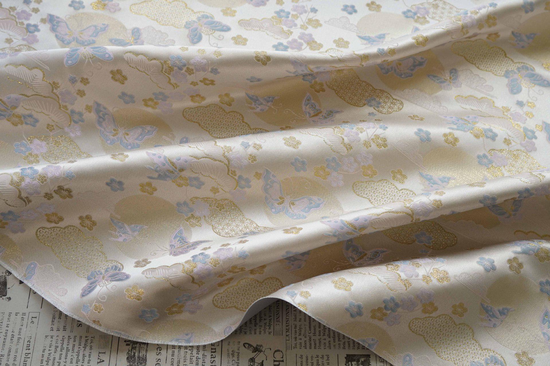 Chinese Song Brocade Fabric, Butterfly Gold Thread Jacquard Textile, Traditional Asian Fabric for Decor, Jewelry Box and Crafts