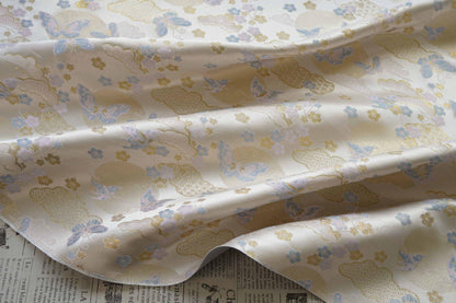 Chinese Song Brocade Fabric, Butterfly Gold Thread Jacquard Textile, Traditional Asian Fabric for Decor, Jewelry Box and Crafts