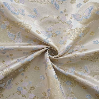 Chinese Song Brocade Fabric, Butterfly Gold Thread Jacquard Textile, Traditional Asian Fabric for Decor, Jewelry Box and Crafts