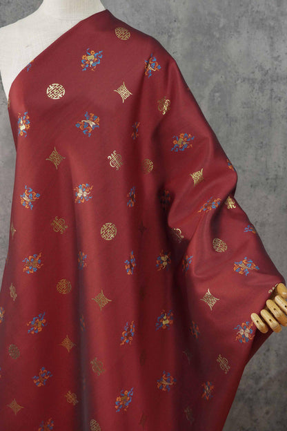 Chinese Song Brocade Fabric, Wufu Longevity Gold Thread Jacquard Textile, Traditional Pattern Fabric for Clothing and Decor