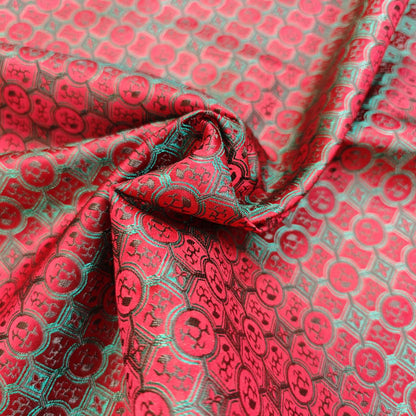 Navy Green Gold Chinese Medallion Brocade Fabric, Traditional Jacquard Satin for Cheongsam, Home Decor, Sewing Crafts by the Yard