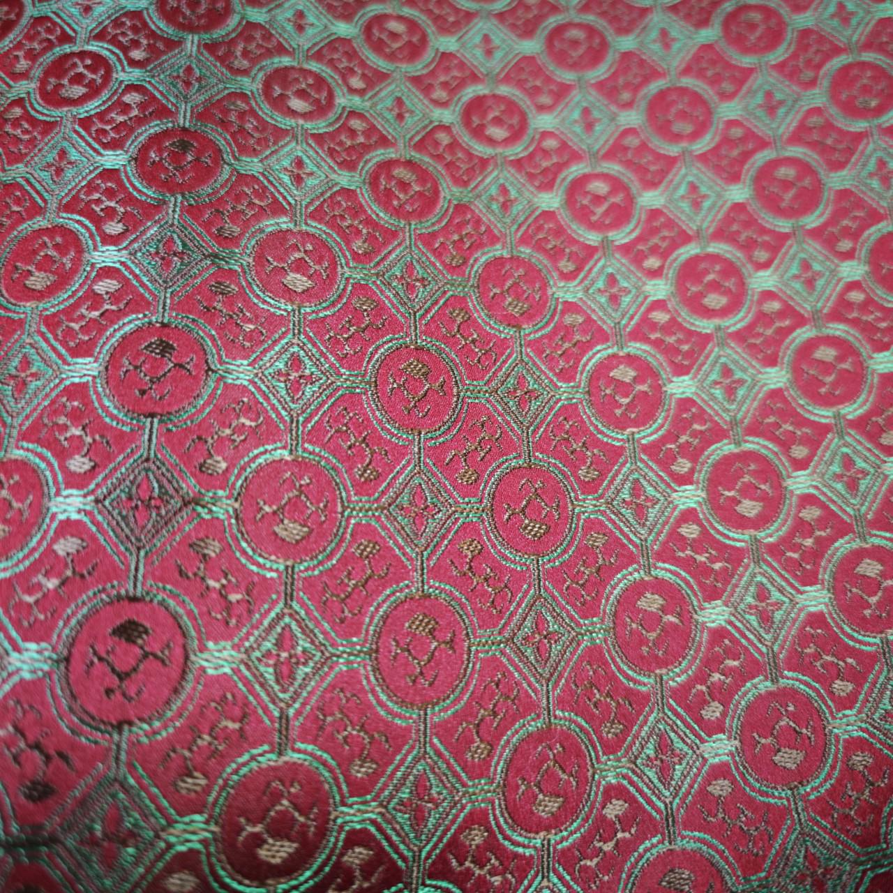 Navy Green Gold Chinese Medallion Brocade Fabric, Traditional Jacquard Satin for Cheongsam, Home Decor, Sewing Crafts by the Yard