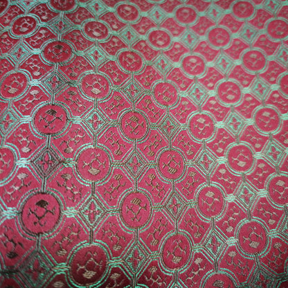 Navy Green Gold Chinese Medallion Brocade Fabric, Traditional Jacquard Satin for Cheongsam, Home Decor, Sewing Crafts by the Yard