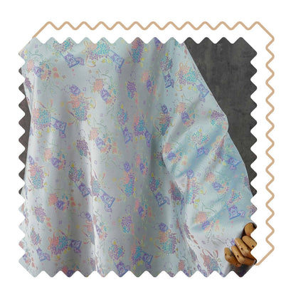 Song-Style Hydrangea Cat Jacquard Fabric, Pastel Floral Metallic Thread Chinese Style Fabric for Qipao, Dress, Bags & Crafts, 59"Wide