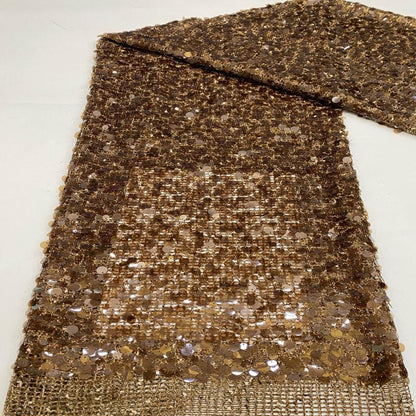 Mixed Size Sequin Embroidered Grid Fabric, 5mm 9mm 12mm Sequins for Evening Gown, Skirt, Vest, Shoes, Bags & Hats - 49"W