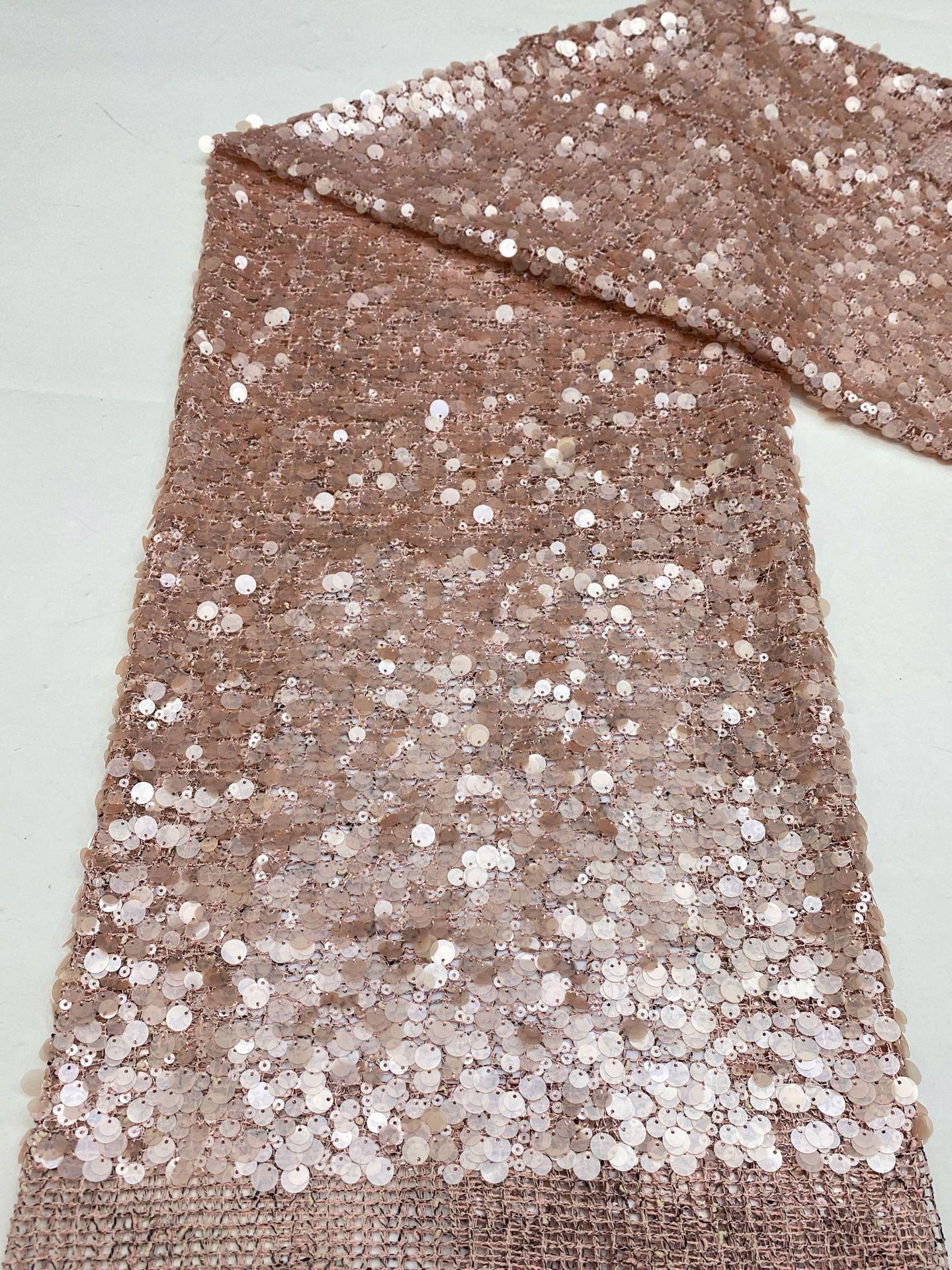 Mixed Size Sequin Embroidered Grid Fabric, 5mm 9mm 12mm Sequins for Evening Gown, Skirt, Vest, Shoes, Bags & Hats - 49"W