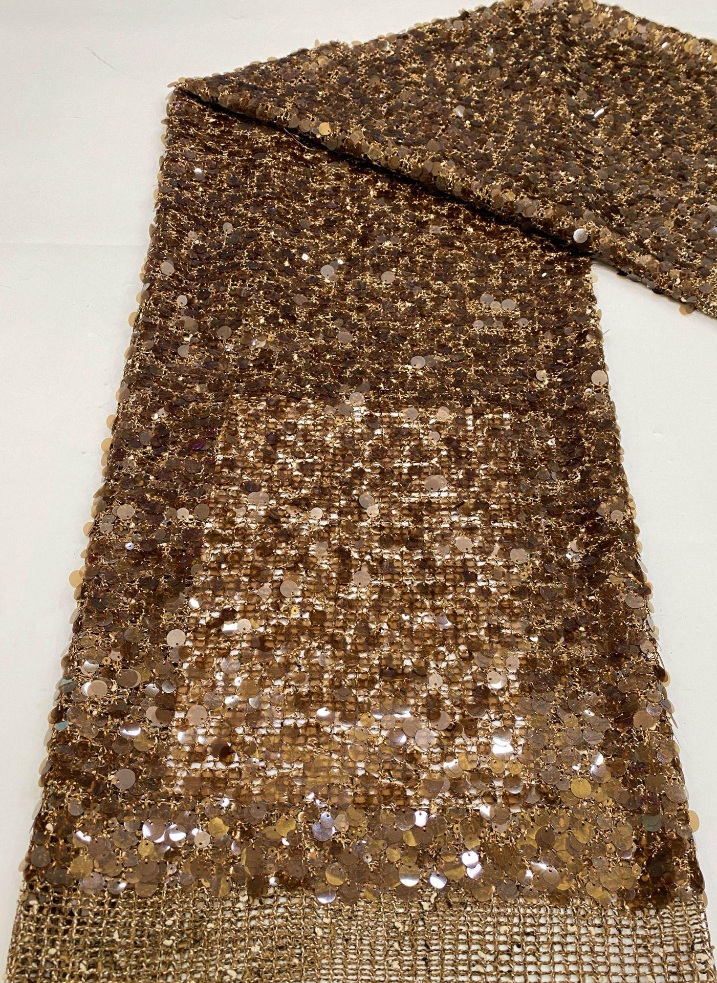 Mixed Size Sequin Embroidered Grid Fabric, 5mm 9mm 12mm Sequins for Evening Gown, Skirt, Vest, Shoes, Bags & Hats - 49"W