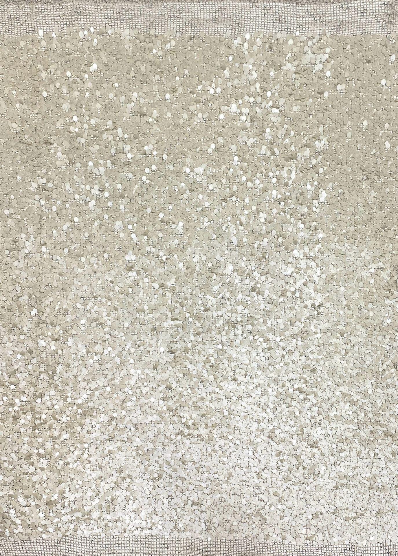Mixed Size Sequin Embroidered Grid Fabric, 5mm 9mm 12mm Sequins for Evening Gown, Skirt, Vest, Shoes, Bags & Hats - 49"W