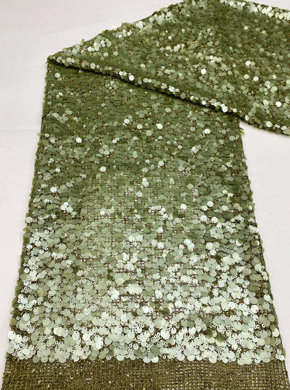Mixed Size Sequin Embroidered Grid Fabric, 5mm 9mm 12mm Sequins for Evening Gown, Skirt, Vest, Shoes, Bags & Hats - 49"W