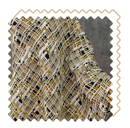 Vintage Chanel Style Jacquard Fabric, 3D Embossed Tweed Check Textile, Black Gold White Woven Fabric, Luxury Fashion Upholstery Material