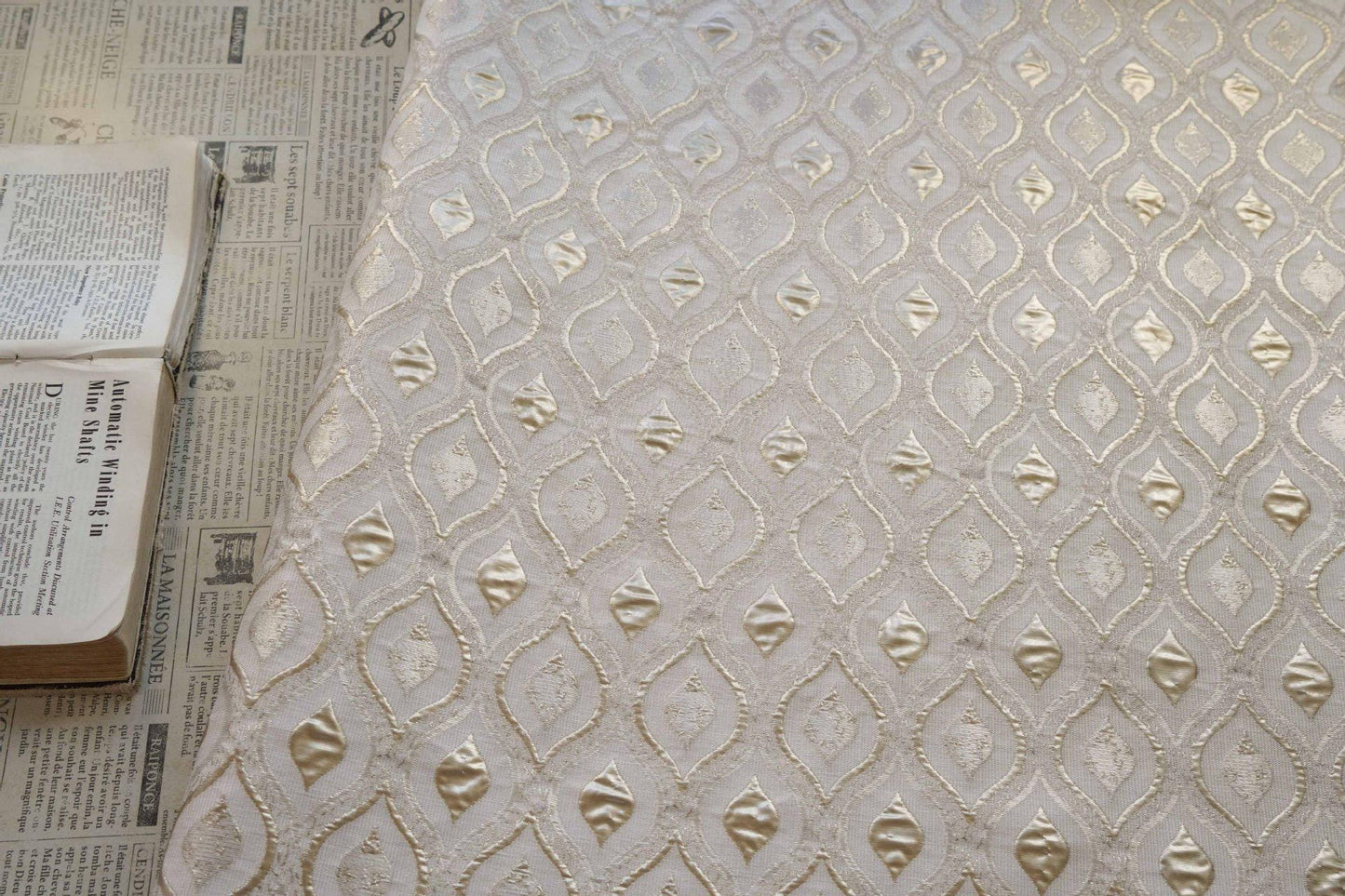 3D Embossed Wave Jacquard Fabric, Abstract Water Drop Pattern Textile, Textured Fabric for Dress, Upholstery and Sewing, 59"W