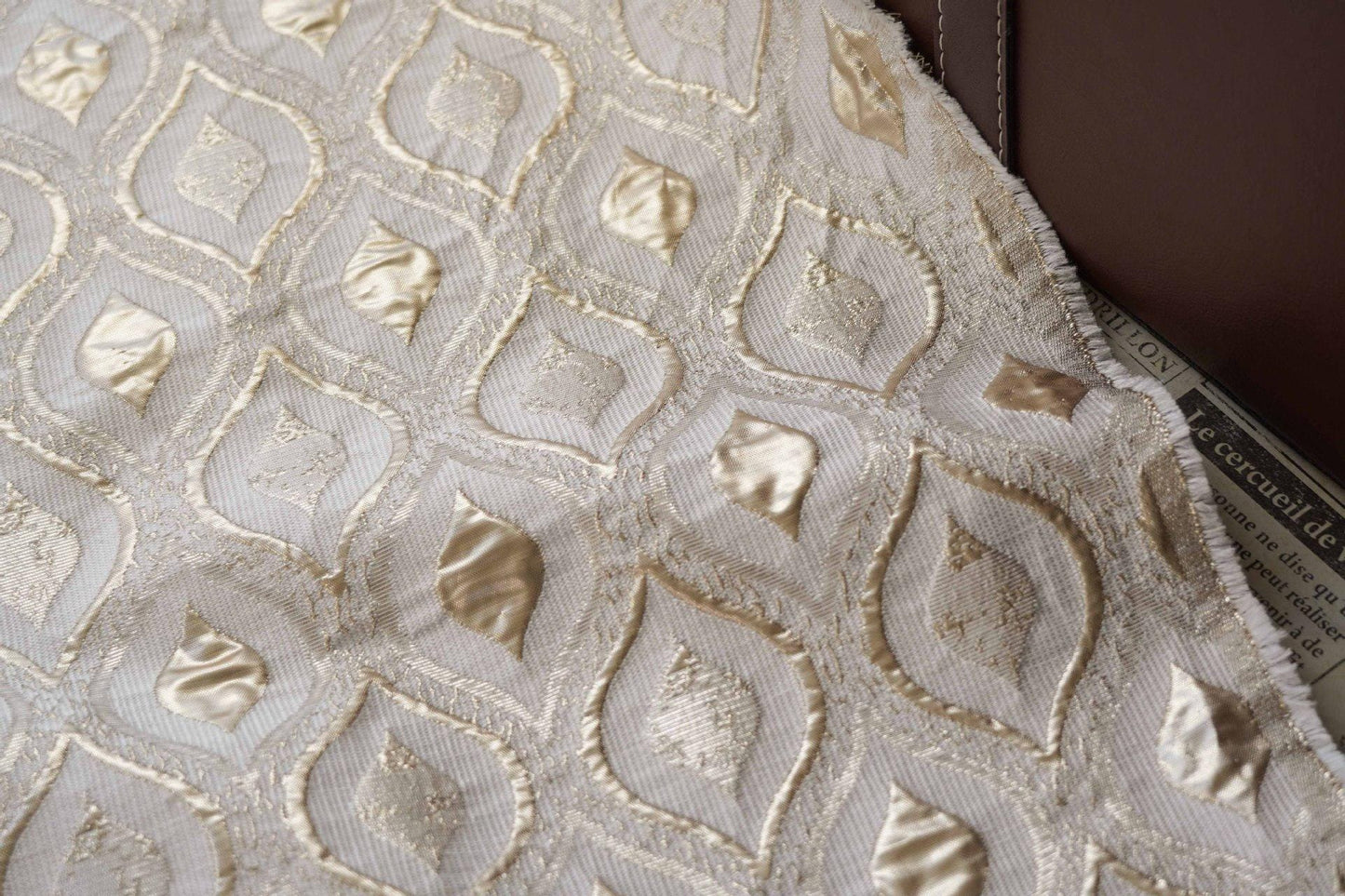 3D Embossed Wave Jacquard Fabric, Abstract Water Drop Pattern Textile, Textured Fabric for Dress, Upholstery and Sewing, 59"W