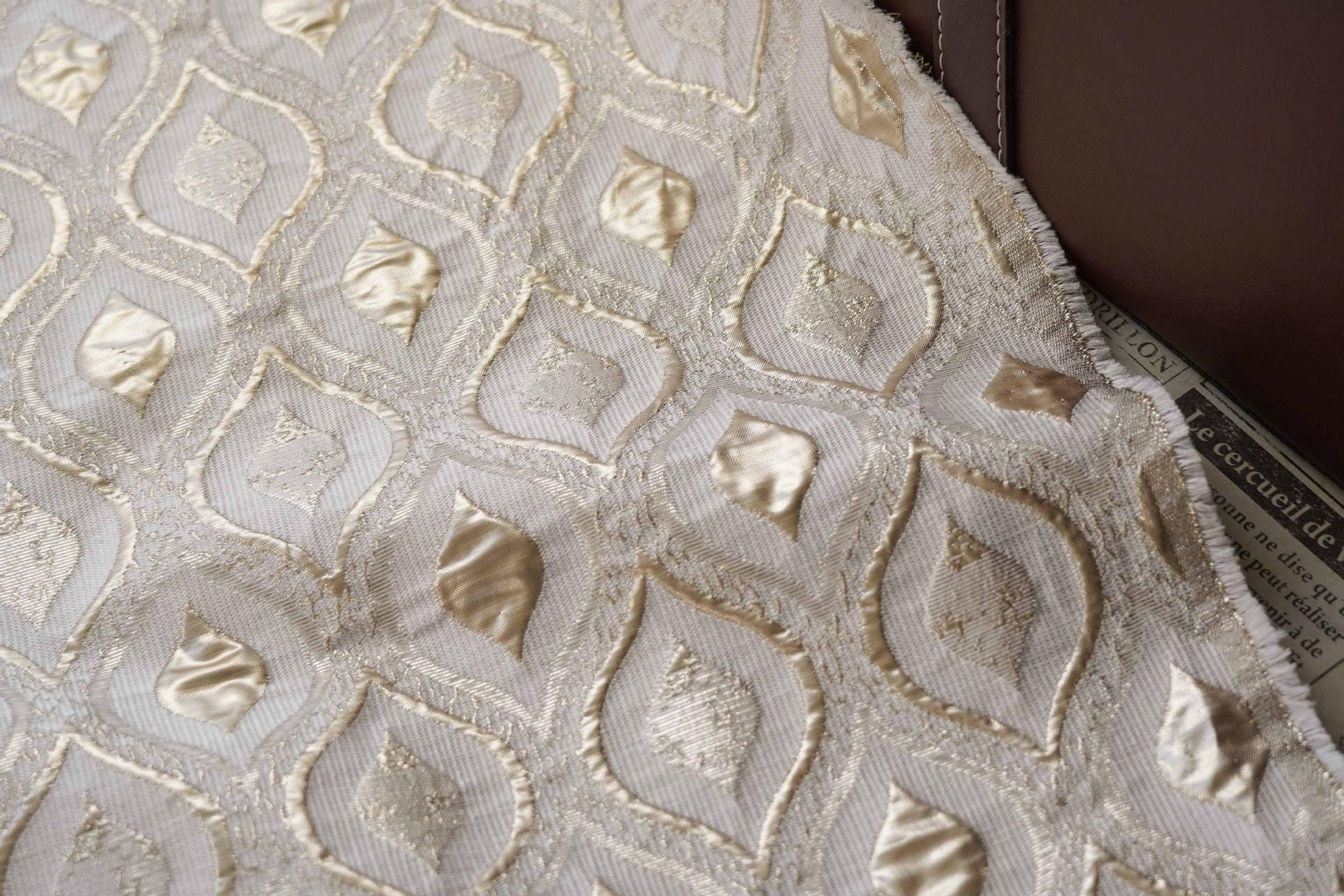 3D Embossed Wave Jacquard Fabric, Abstract Water Drop Pattern Textile, Textured Fabric for Dress, Upholstery and Sewing, 59"W