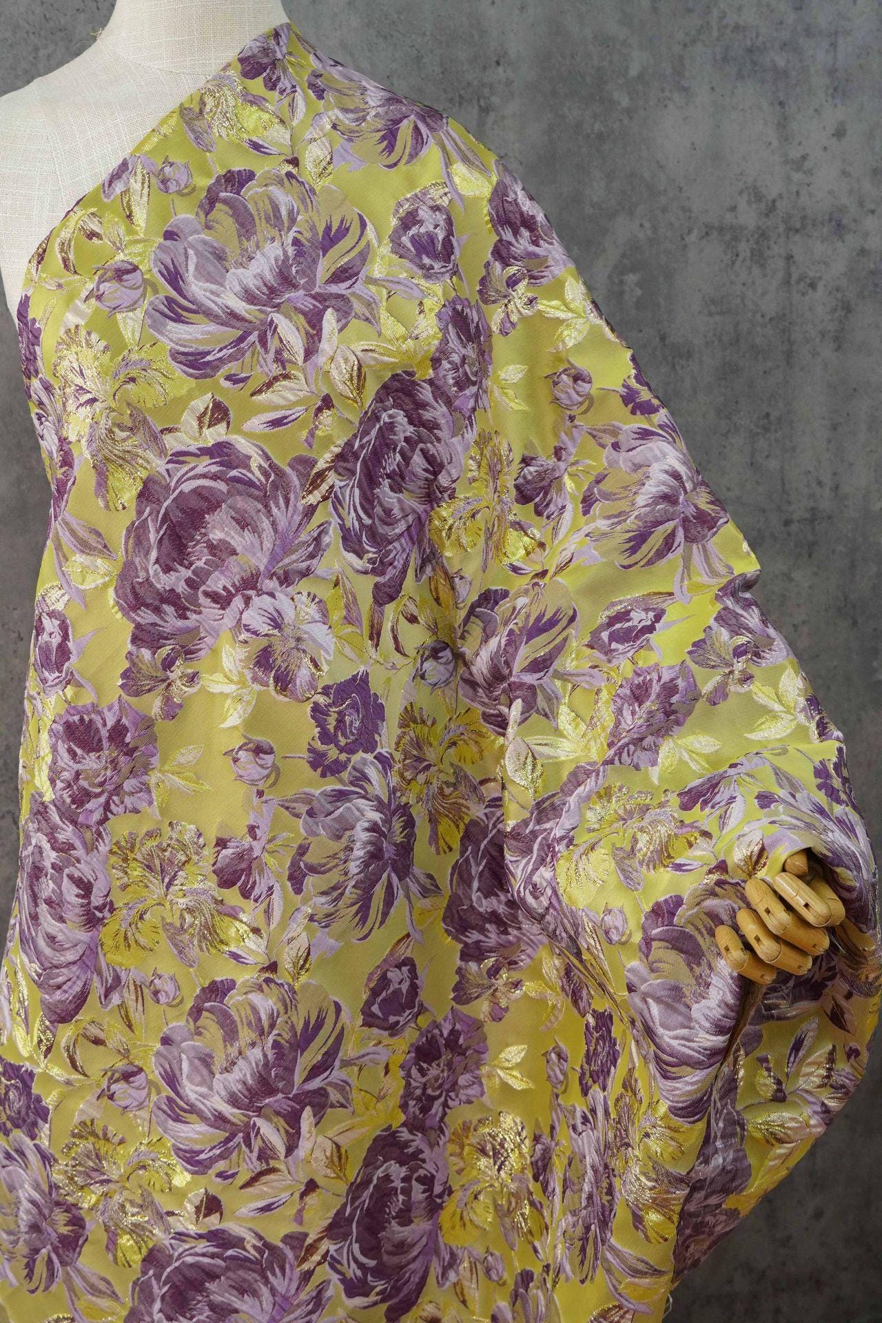 3D Embossed Peony Jacquard Fabric, Metallic Floral Woven Textile, Elegant Decorative Fabric for Upholstery, Fashion and Sewing, 55"Wide