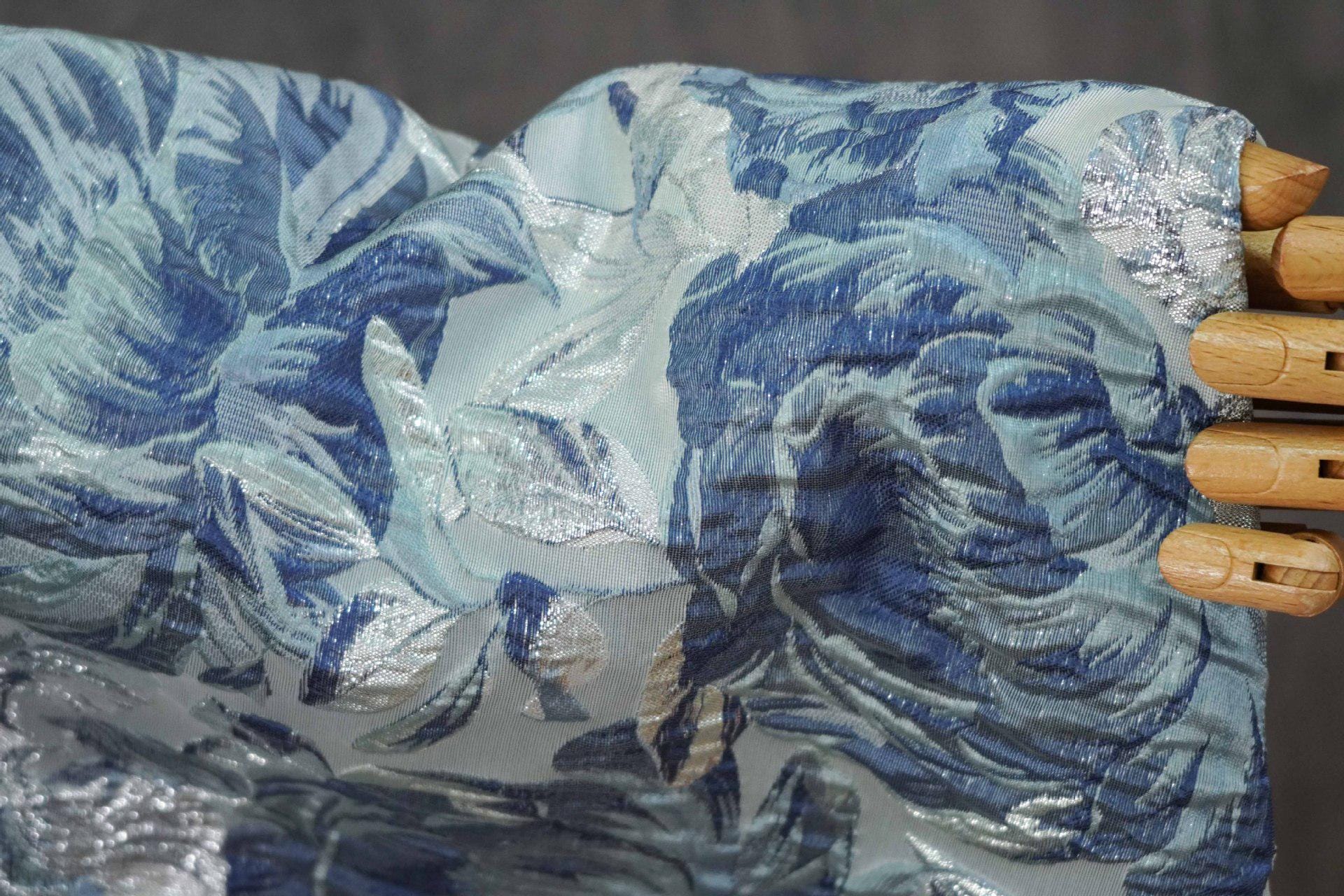 3D Embossed Peony Jacquard Fabric, Metallic Floral Woven Textile, Elegant Decorative Fabric for Upholstery, Fashion and Sewing, 55"Wide