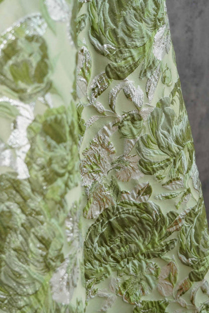 3D Embossed Peony Jacquard Fabric, Metallic Floral Woven Textile, Elegant Decorative Fabric for Upholstery, Fashion and Sewing, 55"Wide