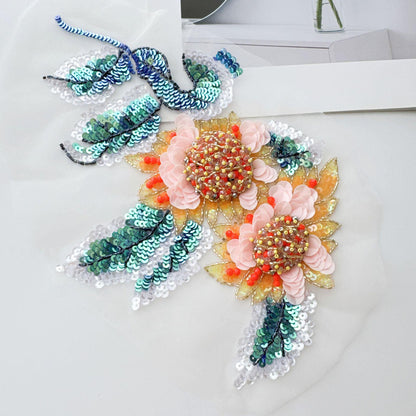 Sunflower Butterfly Sequin Applique, Hand Beaded 3D Floral Mesh Trim for Dress, Stagewear and Sewing DIY
