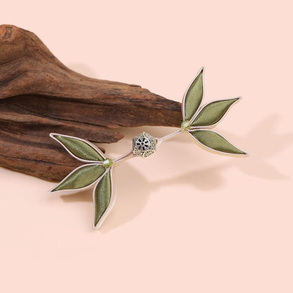 Bamboo Leaf Frog Button, Chinese Qipao Cheongsam Closure, Green Fabric Knot Fastener, Hanfu Garment Sewing Trim