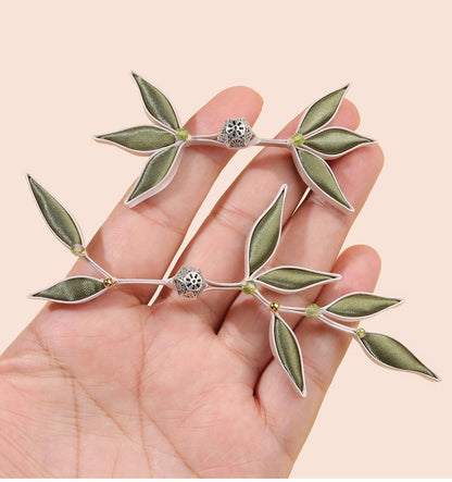 Bamboo Leaf Frog Button, Chinese Qipao Cheongsam Closure, Green Fabric Knot Fastener, Hanfu Garment Sewing Trim