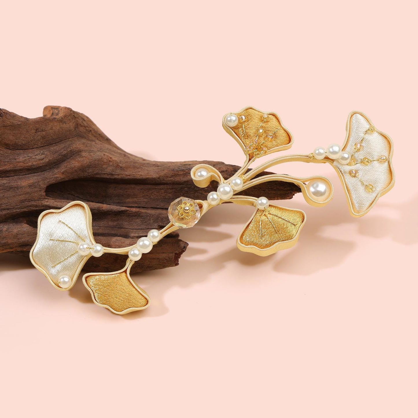 Ginkgo Leaf Frog Button, Chinese Qipao Cheongsam Closure, Gold Ivory Knot Fastener, Hanfu Sewing Trim