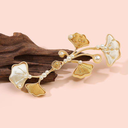 Ginkgo Leaf Frog Button, Chinese Qipao Cheongsam Closure, Gold Ivory Knot Fastener, Hanfu Sewing Trim