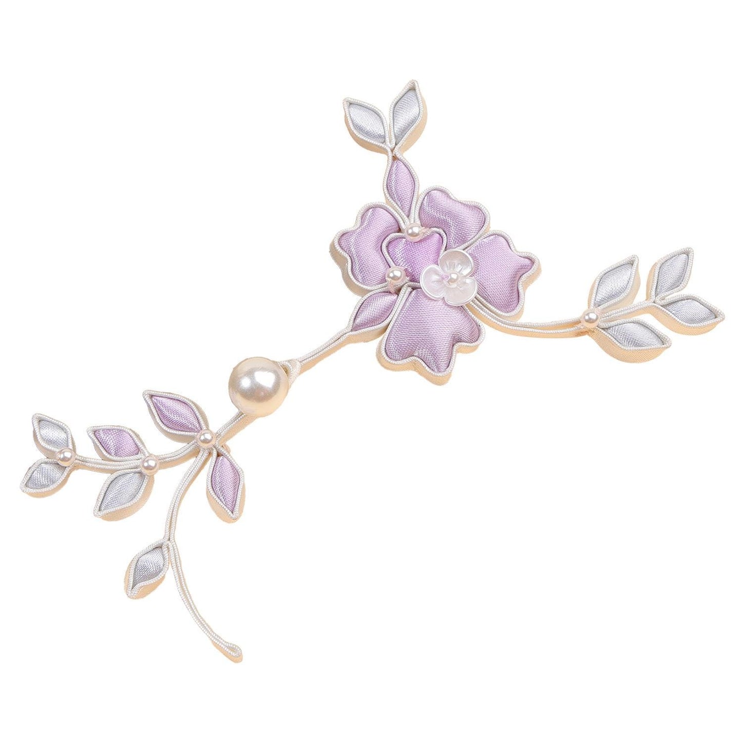 Furong Flower Frog Button, Chinese Qipao Cheongsam Closure, Pearl-Like Knot Fastener, Hanfu Garment Decorative Trim