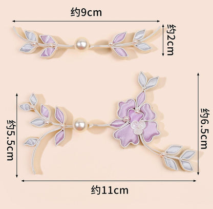 Furong Flower Frog Button, Chinese Qipao Cheongsam Closure, Pearl-Like Knot Fastener, Hanfu Garment Decorative Trim