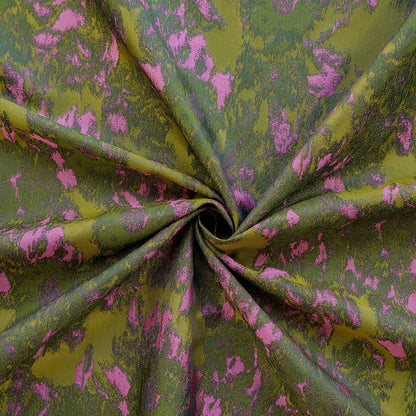 Pink Green Abstract Jacquard Fabric, Painterly Floral Upholstery Fabric, Olive Green Woven Fabric for Chairs, Curtains by the Yard, 63"W