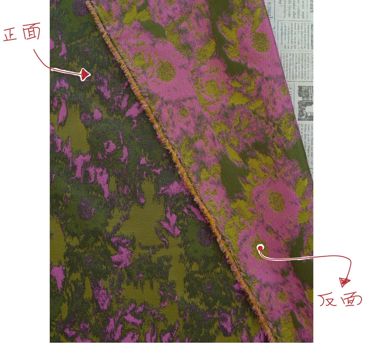 Pink Green Abstract Jacquard Fabric, Painterly Floral Upholstery Fabric, Olive Green Woven Fabric for Chairs, Curtains by the Yard, 63"W