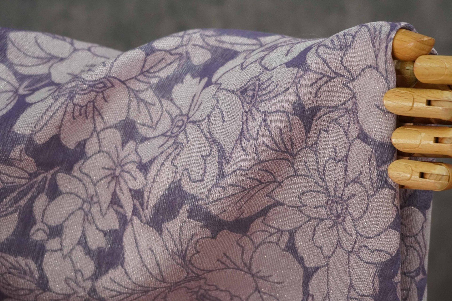 Mauve Purple Peony Silk Jacquard Fabric, Allover Floral Line Art Silk Fabric for Dresses, Kimono, Home Decor by the Yard, 55"Wide