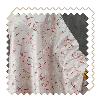 Song-Style Brocade Fabric, Ink Wash Red Bamboo Gold Thread Jacquard, White Chinese Fabric for Qipao, Hanfu, Dress & Decor, 64"Wide