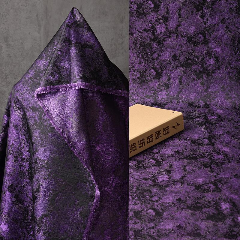 Purple Iridescent Jacquard Fabric, Abstract Ink Wash Marbled Texture, Pearlescent Woven Fabric for Dress, Jacket, Costume & Decor, 63"Wide