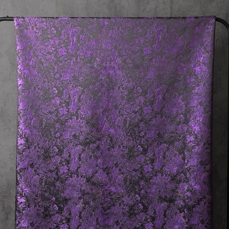 Purple Iridescent Jacquard Fabric, Abstract Ink Wash Marbled Texture, Pearlescent Woven Fabric for Dress, Jacket, Costume & Decor, 63"Wide