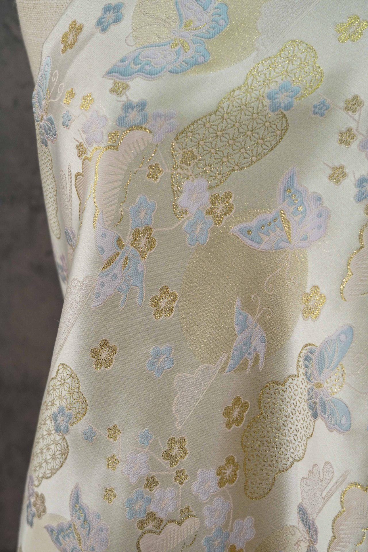 Chinese Song Brocade Fabric, Butterfly Gold Thread Jacquard Textile, Traditional Asian Fabric for Decor, Jewelry Box and Crafts