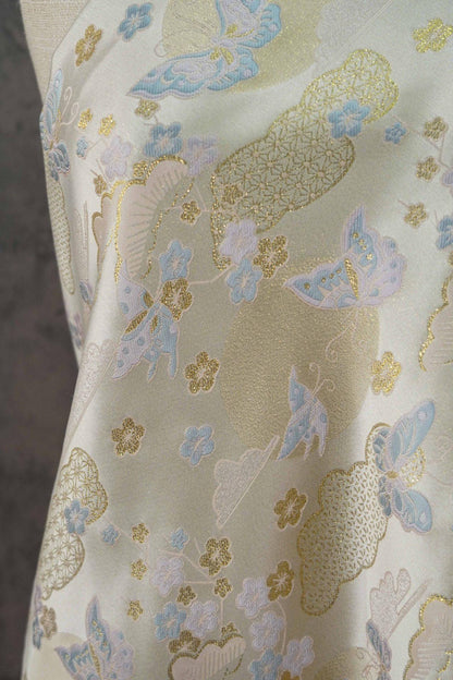 Chinese Song Brocade Fabric, Butterfly Gold Thread Jacquard Textile, Traditional Asian Fabric for Decor, Jewelry Box and Crafts