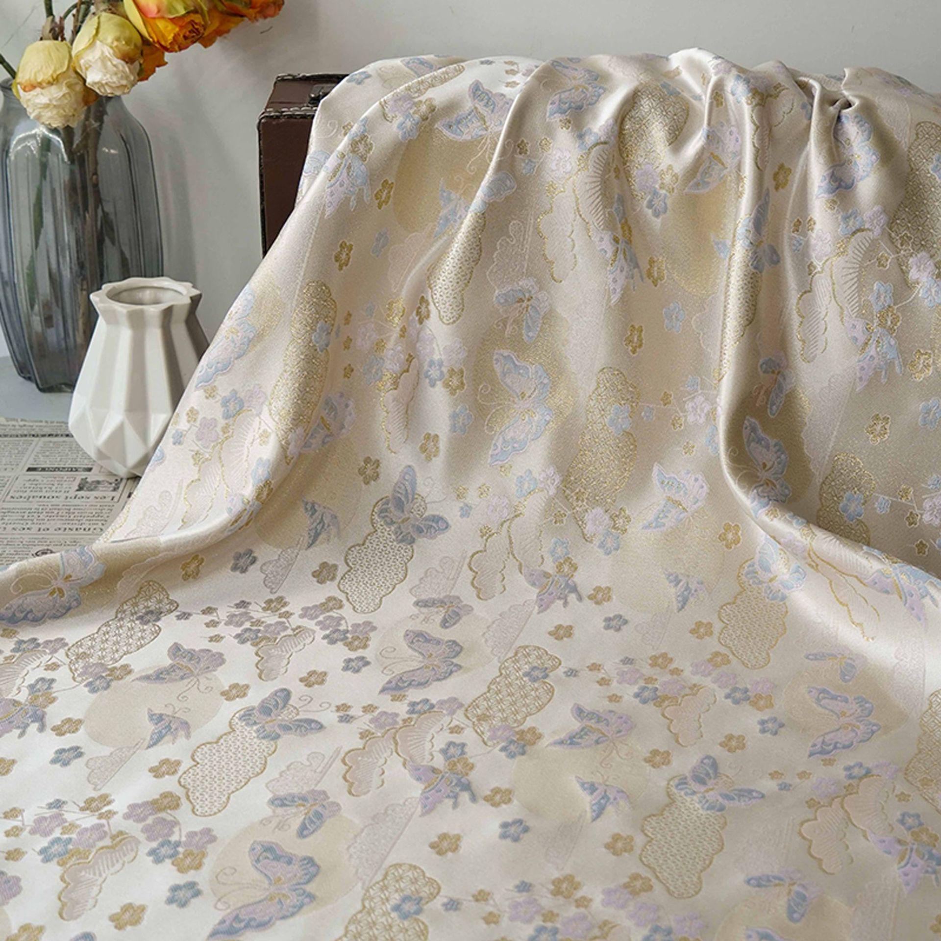 Chinese Song Brocade Fabric, Butterfly Gold Thread Jacquard Textile, Traditional Asian Fabric for Decor, Jewelry Box and Crafts