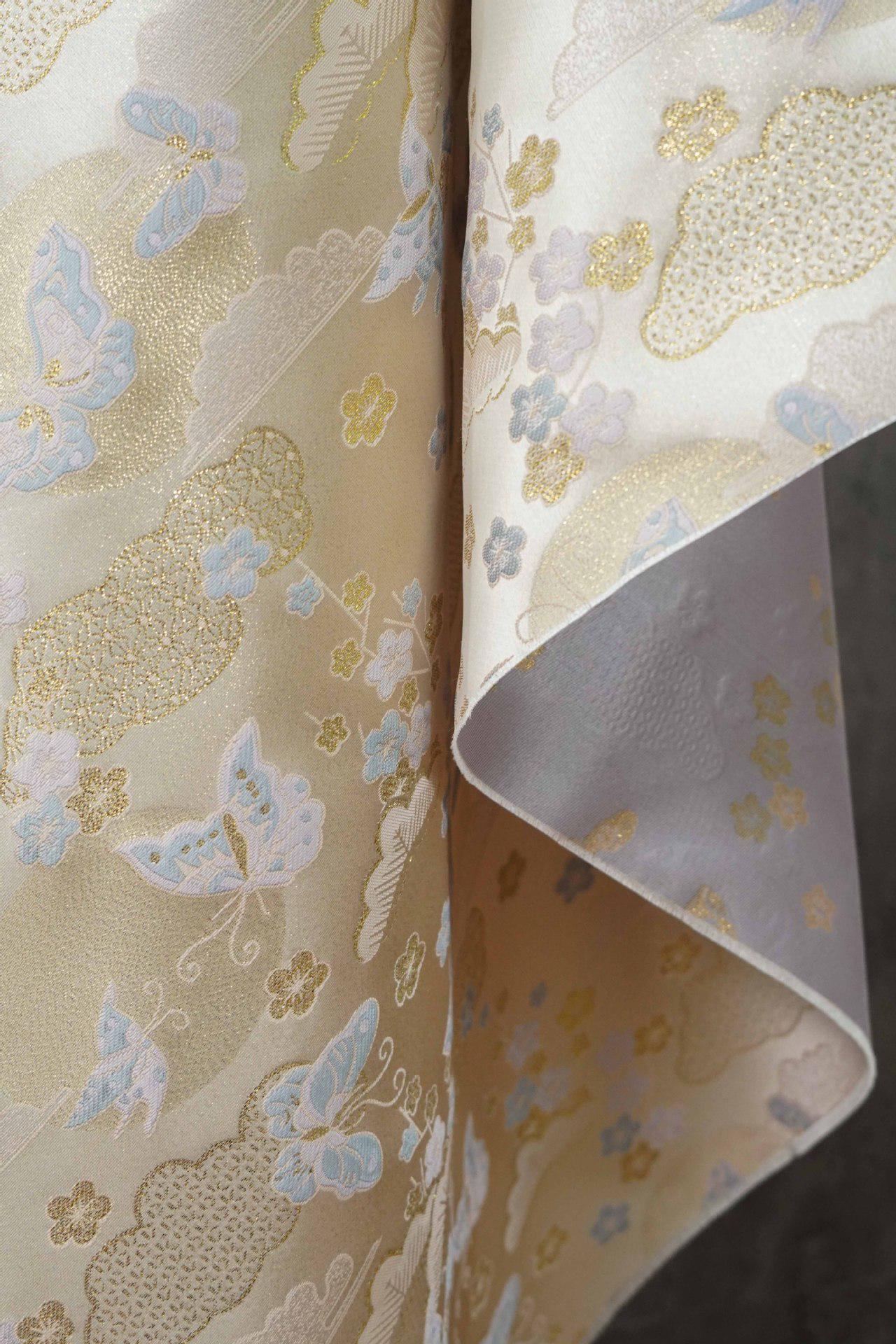 Chinese Song Brocade Fabric, Butterfly Gold Thread Jacquard Textile, Traditional Asian Fabric for Decor, Jewelry Box and Crafts
