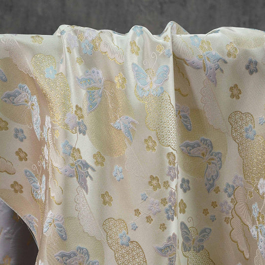 Chinese Song Brocade Fabric, Butterfly Gold Thread Jacquard Textile, Traditional Asian Fabric for Decor, Jewelry Box and Crafts