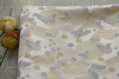 Chinese Song Brocade Fabric, Butterfly Gold Thread Jacquard Textile, Traditional Asian Fabric for Decor, Jewelry Box and Crafts