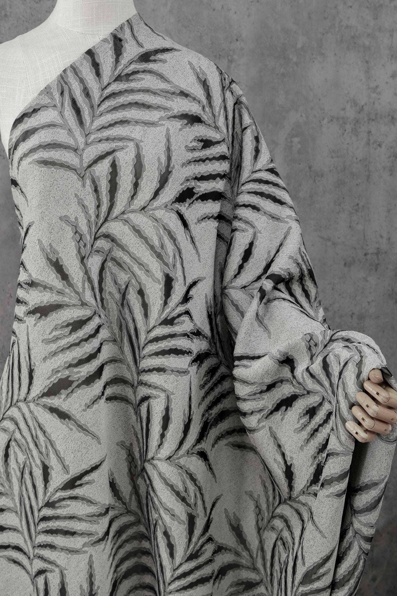 Palm Leaf Jacquard Fabric | Textured Botanical Woven Fabric for Dresses, Jackets, Sewing Projects By Yard, 54"